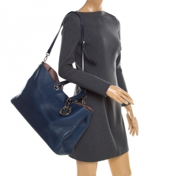 Pre Owned Dior Blue Leather Diorissimo Large Tote