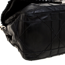 Pre Owned Dior Black Cannage Ruffle Leather New Lock Flap Bag