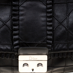 Pre Owned Dior Black Cannage Ruffle Leather New Lock Flap Bag