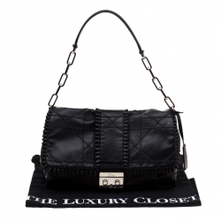 Pre Owned Dior Black Cannage Ruffle Leather New Lock Flap Bag