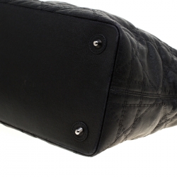 مملوكة مسبقًا حقيبة يد ديور شوبر سلسلة خشبية باناريا كبيرة نايلون مقوى سوداء