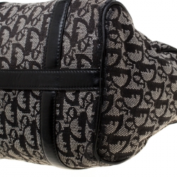 Dior Black/Grey Diorissimo Canvas and Leather Small Boston Bag