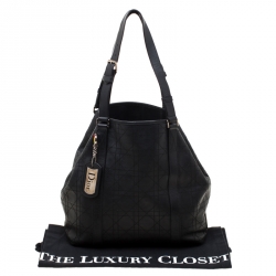 Pre Owned حقيبة يد ديور شوبر جلد كاناج سوداء