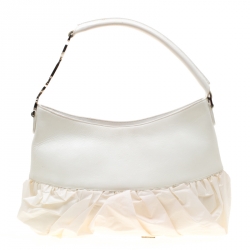 مملوكة مسبقًا Dior White Leather and Fabric Corset Ballet Shoulder Bag