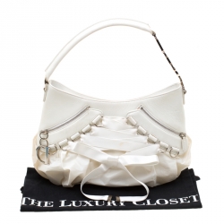 مملوكة مسبقًا Dior White Leather and Fabric Corset Ballet Shoulder Bag