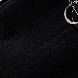 Pre Owned Dior Black Leather Medium Lady Dior Top Handle Bag