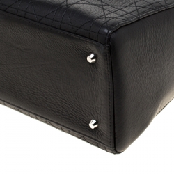Pre Owned Dior Black Leather Medium Lady Dior Top Handle Bag
