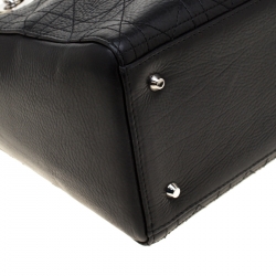 Pre Owned Dior Black Leather Medium Lady Dior Top Handle Bag