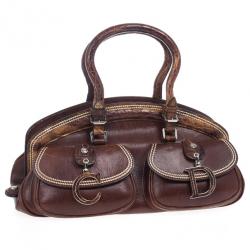Pre Owned Dior Brown Leather Medium Detective Satchel Bag