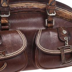 Pre Owned Dior Brown Leather Medium Detective Satchel Bag