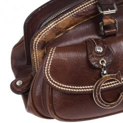 Pre Owned Dior Brown Leather Medium Detective Satchel Bag