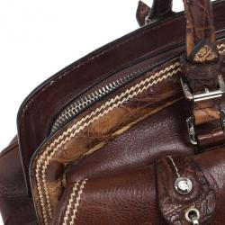 Pre Owned Dior Brown Leather Medium Detective Satchel Bag