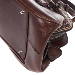 Pre Owned Dior Brown Leather Medium Detective Satchel Bag