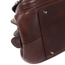 Pre Owned Dior Brown Leather Medium Detective Satchel Bag