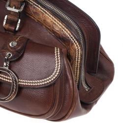Pre Owned Dior Brown Leather Medium Detective Satchel Bag