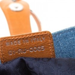 Pre Owned Dior Blue Denim Floral Embroided Frame Satchel 