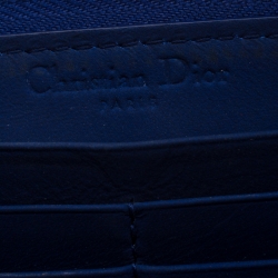 مملوكة مسبقًا Dior Blue Leather Lady Dior Zip Around Wallet