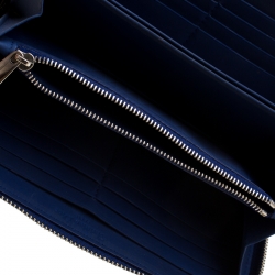 مملوكة مسبقًا Dior Blue Leather Lady Dior Zip Around Wallet