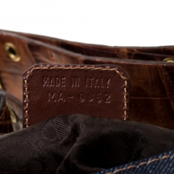 مملوكة مسبقًا Dior Blue/Brown Denim and Crocodile Street Chic Columbus Avenue Multipocket Shoulder Bag