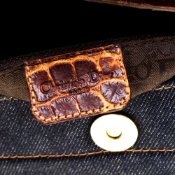 مملوكة مسبقًا Dior Blue/Brown Denim and Crocodile Street Chic Columbus Avenue Multipocket Shoulder Bag