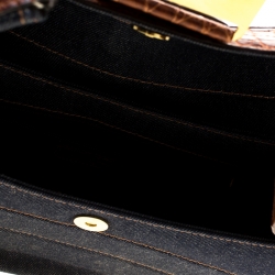 مملوكة مسبقًا Dior Blue/Brown Denim and Crocodile Street Chic Columbus Avenue Multipocket Shoulder Bag