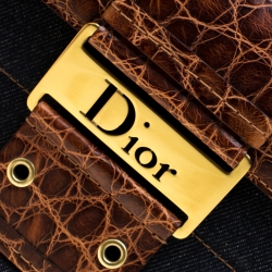 مملوكة مسبقًا Dior Blue/Brown Denim and Crocodile Street Chic Columbus Avenue Multipocket Shoulder Bag