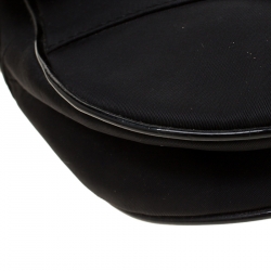 Pre Owned Dior Black Nylon and Patent Leather Saddle Bag