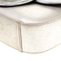 مملوكة مسبقًا Dior Silver Metallic Leather 3D Asymmetrical Crossbody Bag