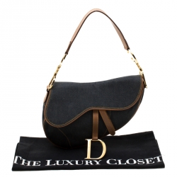 Pre Owned Dior Blue/Brown Denim and Leather Saddle Bag