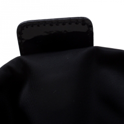 Pre Owned Dior Black Patent Leather and Diorissimo Nylon Lace Up Braided Handle Hobo