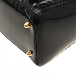 Pre Owned Dior Black Patent Leather Large Lady Dior Tote