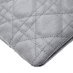 Pre Owned Dior Grey Cannage Quilted Coated Canvas Panarea Clutch