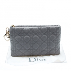 Pre Owned Dior Grey Cannage Quilted Coated Canvas Panarea Clutch