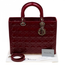 مملوكة مسبقًا Dior Red Patent Leather Large Lady Dior Tote
