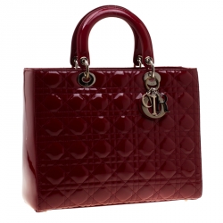 مملوكة مسبقًا Dior Red Patent Leather Large Lady Dior Tote