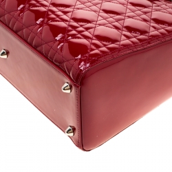 مملوكة مسبقًا Dior Red Patent Leather Large Lady Dior Tote