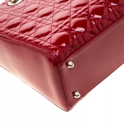 مملوكة مسبقًا Dior Red Patent Leather Large Lady Dior Tote