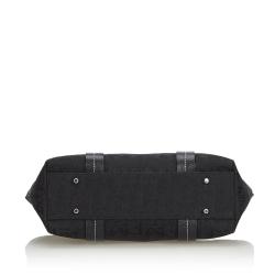 Pre Owned Christian Dior Black Embroidered Oblique Canvas Leather Everyday Bag
