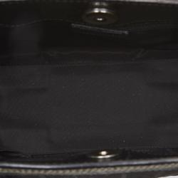 Pre Owned Christian Dior Black Embroidered Oblique Canvas Leather Everyday Bag