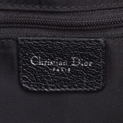 Pre Owned Christian Dior Black Embroidered Oblique Canvas Leather Everyday Bag