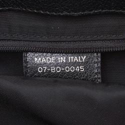 Pre Owned Christian Dior Black Embroidered Oblique Canvas Leather Everyday Bag