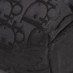 Pre Owned Christian Dior Black Embroidered Oblique Canvas Leather Everyday Bag