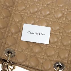 Pre Owned Dior Beige Lady Dior Cannage Soft Shopper Tote