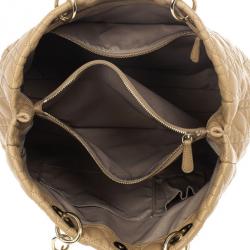 Pre Owned Dior Beige Lady Dior Cannage Soft Shopper Tote