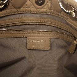 Pre Owned Dior Beige Lady Dior Cannage Soft Shopper Tote