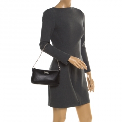 Pre Owned Dior Black Leather Chain Pochette Bag