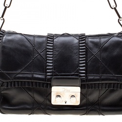 مملوكة مسبقًا Dior Black Cannage Ruffle Leather New Lock Flap Bag