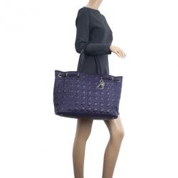 Pre Owned Christian Dior Purple Coated Canvas ‘Panarea’ Medium Tote