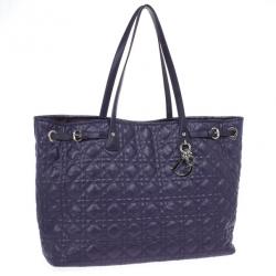 Pre Owned Christian Dior Purple Coated Canvas ‘Panarea’ Medium Tote