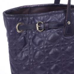 Pre Owned Christian Dior Purple Coated Canvas ‘Panarea’ Medium Tote